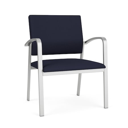 Newport Wide Guest Chair Metal Frame, Silver, OH Navy Upholstery